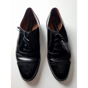 Brass Boot Italian Made Black Paten Leather Cap Toe Oxford Dress Shoes 9M